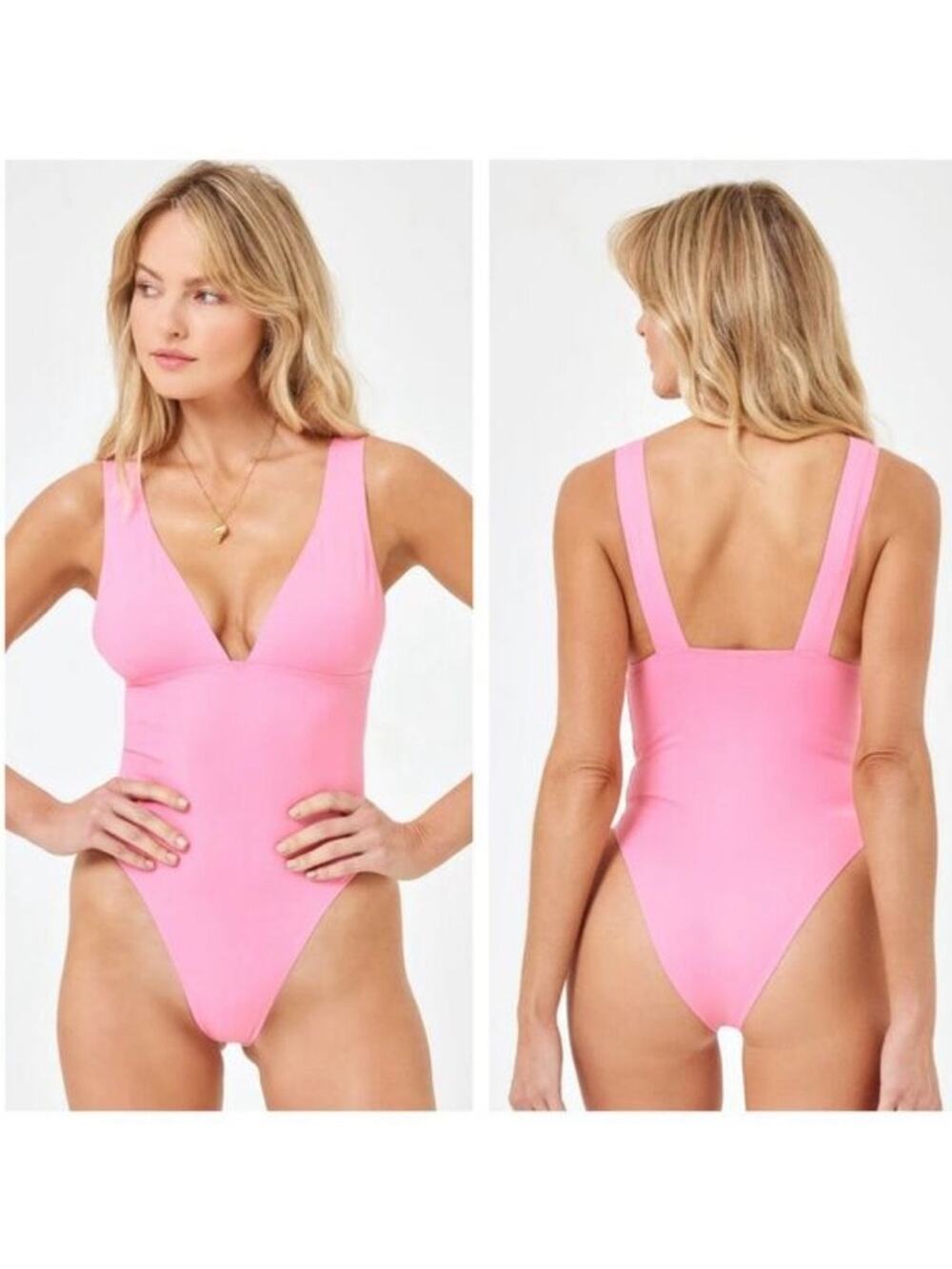 L*Space Seam-Free Katniss One Piece Swimsuit in Guava Pink Size Medium NWT